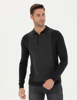 A__k Gri Melanj Slim Fit D__meli Polo Yaka Triko Kazak