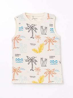 Bisiklet Yaka Bask?l? Erkek ?ocuk Atlet 2li