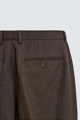 PANTAL?N TRAJE 100% LINO / Marr?n oscuro - Zara фото 8