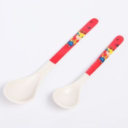 Набор приборов для кормления из бамбука, ложка 2 шт., цвет розовый/красный - Крошка я фото 2