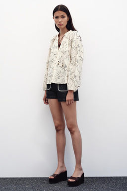 RUSTIC TEXTURED EMBROIDERED BLOUSE