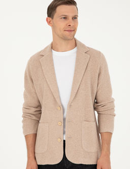 Кардиган приталенного трикотажного цвета Camel Melange - Cacharel фото 4