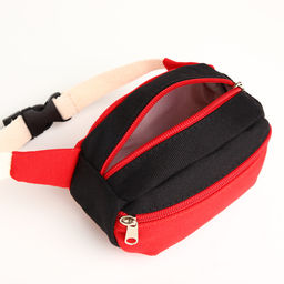 Сумка детская поясная на молнии, наружный карман, красная, чёрная