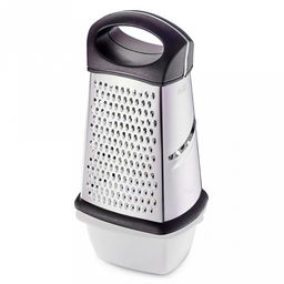 Терка из нержавеющей стали Presto 14,5х11,5х23см, четырехгранная, с контейнером, пластмассовая ручка, Regent (Китай)