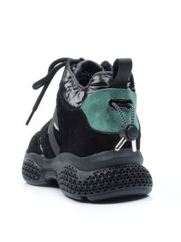 01-CSJ33-1 BLACK/GREEN Ботинки спортивные демисезонные женские (натуральная замша, байка) - Фабричный китай фото 7