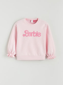Bisiklet Yaka Barbie Nak??l? K?z ?ocuk Sweatshirt