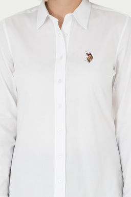 Рубашка белая с длинным рукавом из хлопка