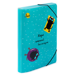 Лео Учись Папка на резинке A4 LRF-06 450 мкм 35 мм песок 5 шт. 02-Коты