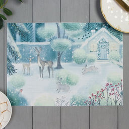 Салфетка новогодняя на стол Доляна Новогодний лес, 40х29см