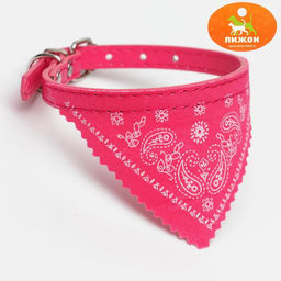 Ошейник с косынкой 32 х 1 см, ОШ 22-28, розовый