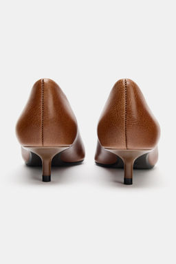 LEATHER KITTEN HEEL SHOES - Zara фото 7