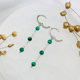 Серьги длинные из Малахита