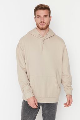 TRENDYOL MAN Siyah Oversize/Genis Kesim Kapusonlu Ici Polar/S?cak Tutan Sweatshirt TMNAW23SW00195 - Trendyolmilla фото 4
