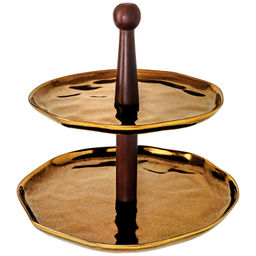 Блюдо-этажерка 2-х ярусная 24,5*24,5*24 см "Бронза"