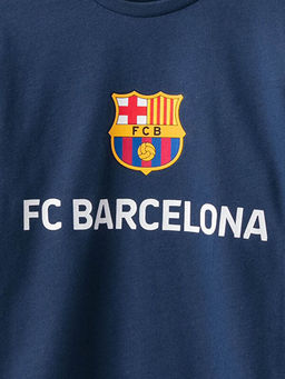 Bisiklet Yaka Barcelona Bask?l? Uzun Kollu Erkek ?ocuk Ti??rt - Waikiki фото 3