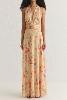 TRENDYOLMILLA Cok Renkli A-Kesim Leopar Desenli Orme Uzun S?k Abiye & Mezuniyet Elbise TPRSS25AE00010 фото 7