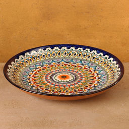 Ляган узбекский Риштанская Керамика «Узоры», d=32 см, синий
