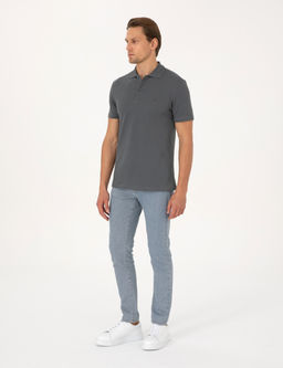 Antrasit Slim Fit %100 Pamuk K_vr_lmaz D__meli Polo Yaka Basic Ti__rt