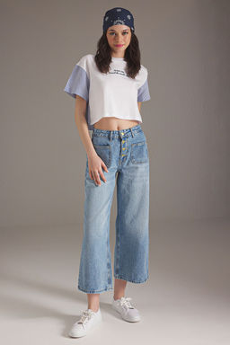 Mavi Dugme Detayl? Yuksek Bel Culotte Jeans TWOSS25JE00223 - Trendyolmilla фото 2