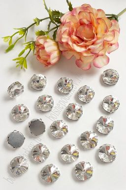 Стразы пришивные 14 мм "Круг" (20 шт) SF-3705, серебро №1