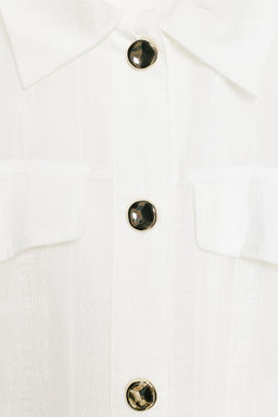 BLUSA SAFARI MANGA REMANGADA / Blanco - Zara фото 7