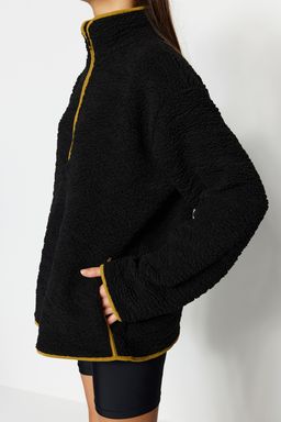 Siyah Pelus Orme Spor Sweatshirt THMAW23SW00021
