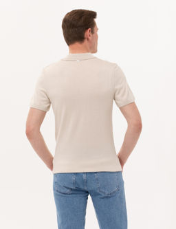 Bej Slim Fit Fermuarl_ Polo Yaka Triko Ti__rt - Pierre cardin фото 5