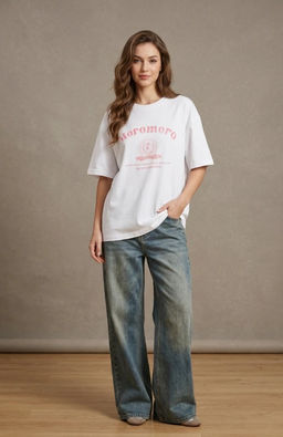 K13599 Футболка OVER SIZE (хлопок) БЕЛЫЙ_04