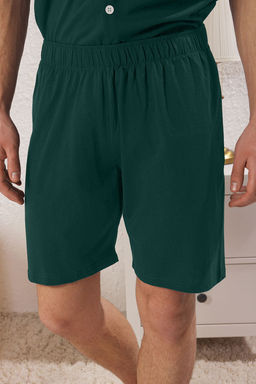 TRENDYOL MAN Siyah Regular Fit Dugmeli Biye Detayl? Sortlu Orme Pijama Tak?m? TMNSS25PT00047 - Trendyolmilla фото 3