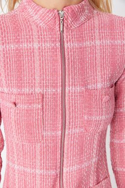 Pembe Fermuar ve Cep Detayl? Tuvit Dokuma Elbise TWOAW23EL00478 - Trendyolmilla фото 4
