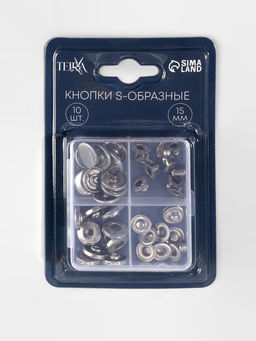 Кнопки установочные TEIRA, Альфа (S-образные), d=15 мм, 10 шт., в пластиковом боксе, цвет чёрный никель