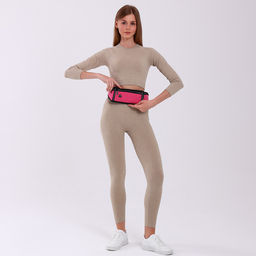 Сумка для бега, 3 отдела на молниях, светоотражающие элементы, отверстие для наушников, 50×0.1×11 см, розовая