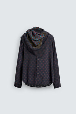 LIMITED EDITION POLKA DOT SCARF FLOWING SHIRT - Zara фото 7