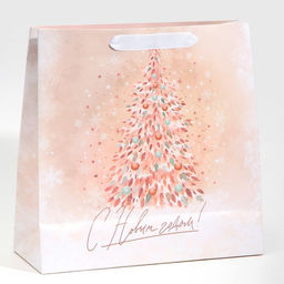Цена за 2 шт. Пакет подарочный новогодний ламинированный квадратный Pink, 30×30×12 см