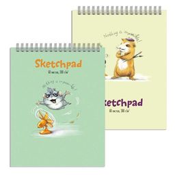 Скетчпад А5 148х210 мм, 60 л, блок - белый офсет 100 г/м2, арт. 57802 ВЕСЁЛЫЕ ЖИВОТНЫЕ твёрдый переп