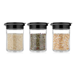 Набор баночек для специй Walmer Dual с двойной крышкой, 3 шт, 0.2 л, цвет черный