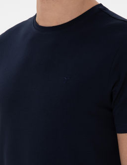 Lacivert Slim Fit Bisiklet Yaka %100 Pamuk Basic T-shirt - Cacharel фото 7
