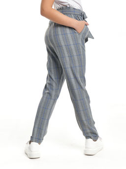 Брюки для девочки в клетку 22-6688 клетка/синий - Mini maxi фото 2