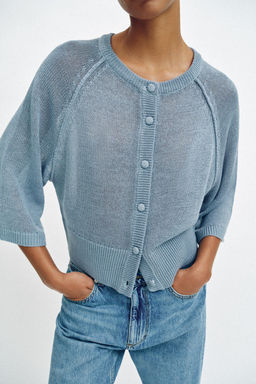 CHAQUETA R?STICA PUNTO / Gris azul - Zara фото 4