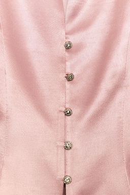 TOP SATINADO BOTONES JOYA / Rosa - Zara фото 6