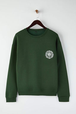 TRENDYOL MAN Kahverengi Oversize/Genis Kesim Cicek Nak?s Ici Polar/S?cak Tutan Pamuk Sweatshirt TMNAW24SW00012 - Trendyolmilla фото 68