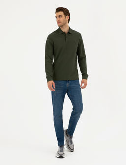 Koyu Ye_il Slim Fit Basic Sweatshirt - Pierre cardin фото 4