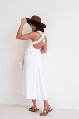 Платье с перекрещенными бретелями белое - Martichelli фото 6