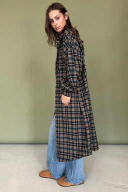 Рубашка удлиненная AUTUMN046/03/Бежевый, зелёный - M&G all natural фото 3