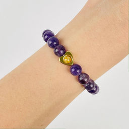 Браслет из Аметиста и Рутилового кварца со вставкой 18 см