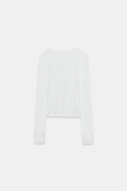 TOP SEMITRANSPARENTE PU?OS ENCAJE / Blanco roto - Zara фото 5