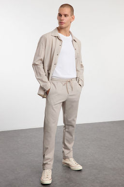 TRENDYOL MAN Bej Regular Fit Orme Esnek Rahat Beli Baglamal? Lastikli Duble Paca Kumas Pantolon TMNAW25PL00002 - Trendyolmilla фото 13