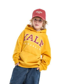 Джемпер худи one sizeс принтом с начесом 	 UD 8006 горчичный - Mini maxi фото 11