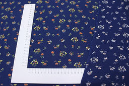 Штапель Премиум Аленький цветочек цв.темно-синий, ш.1.44м, вискоза-100%, 120гр/м.кв - Купава фото 8