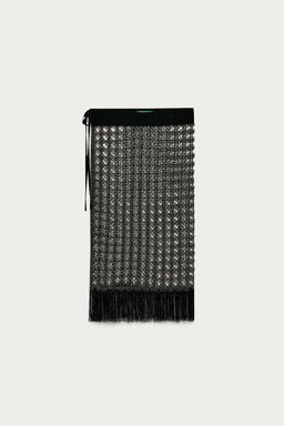 PAREO CALADOS ABALORIOS FLECOS MARISA BERENSON X ZARA / Negro